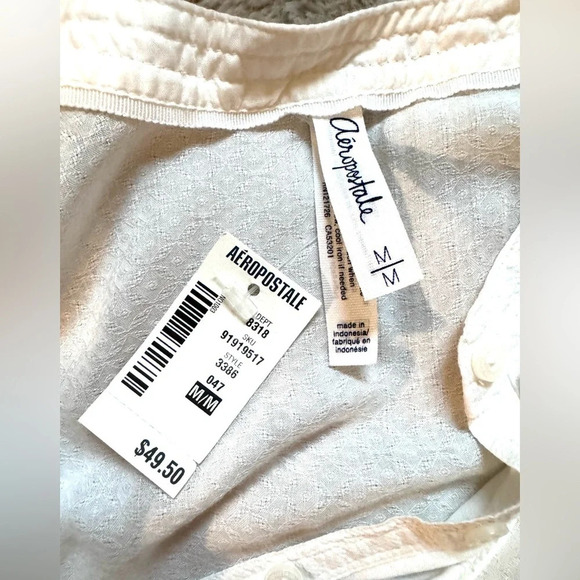 NWT Aeropostale- Popover Tunic with Buttoned Split Neck in white, long sleeve - Picture 6 of 7